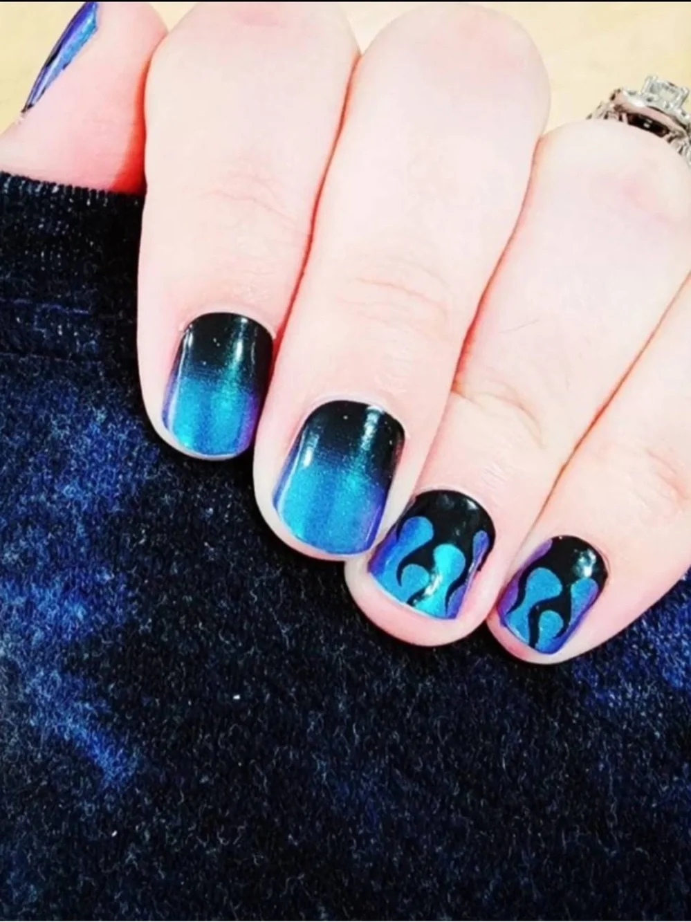 *Exclusive* Color Street: Hall of Flame | Blue Black Fire Shimmer Party Goth